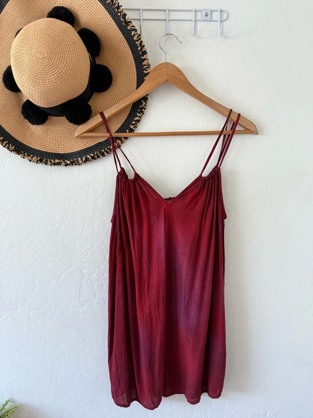Acacia Swimwear Red Tie Dye Strappy Tank Top Cami XS Beachy Vacation - Picture 2 of 15